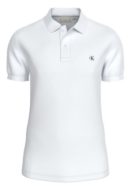 Polo Blanco Slim De Algodón Elástico Calvin Klein