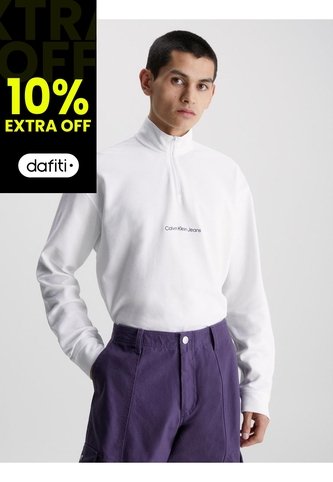 Camiseta De Manga Larga Con Cuello Cierre Hombre Blanco Calvin Klein Calvin Klein