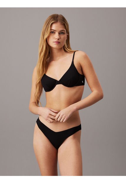 Parte Negro Superior De Bikini - CK Monogram Texture Calvin Klein