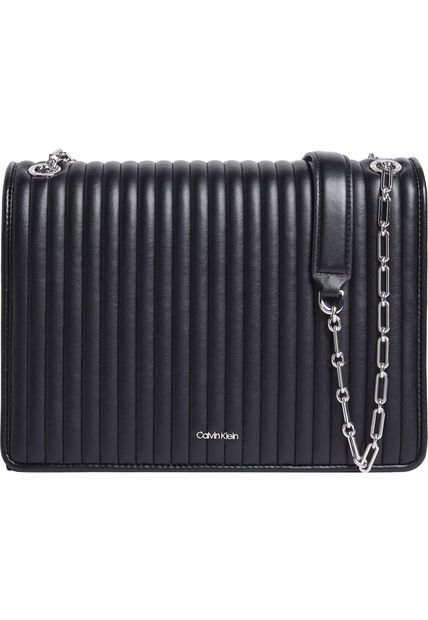 Bolso Negro Con Solapa Acolchado Calvin Klein