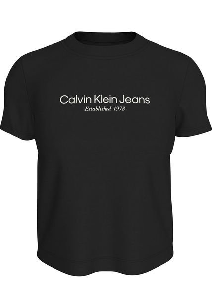 Camiseta Negra Regular Con Logo Institutional Calvin Klein