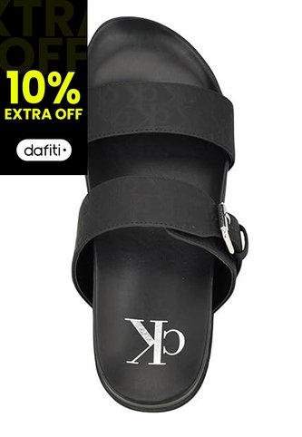 Sandalias Negro Con Monograma Calvin Klein Calvin Klein