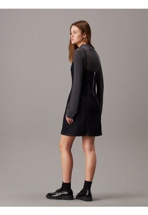 Vestido Azul Lencero Denim Ajustado Calvin Klein