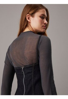 Vestido Azul Lencero Denim Ajustado Calvin Klein
