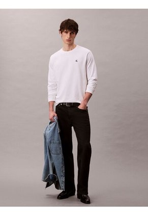 Camiseta Blanca De Manga Larga Con Monograma Calvin Klein