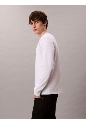 Camiseta Blanca De Manga Larga Con Monograma Calvin Klein