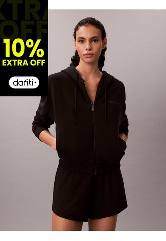 Buzo Negro De Estar Por Casa Con Capota Y Cremallera Calvin Klein Calvin Klein