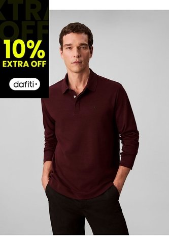 Polo Chocolate Manga Larga De Algodón Premium Con Tejido Interlock Calvin Klein Calvin Klein