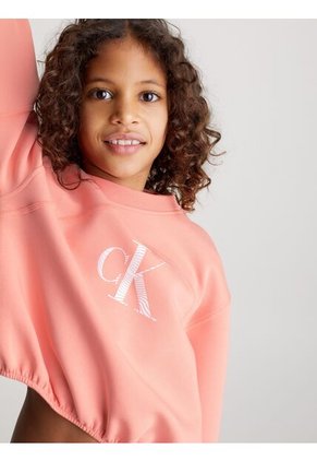 Suéter Rosado Boxy Con Monograma Para Niña Calvin Klein