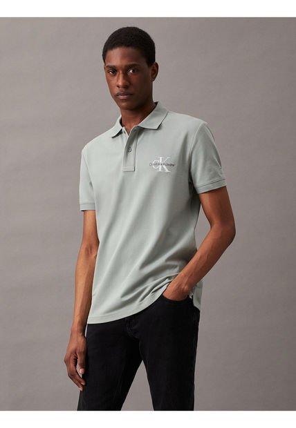 Polo Verde Con Monograma Para Hombre Calvin Klein