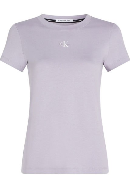 Camiseta Morado Slim Con Micro Monograma Calvin Klein