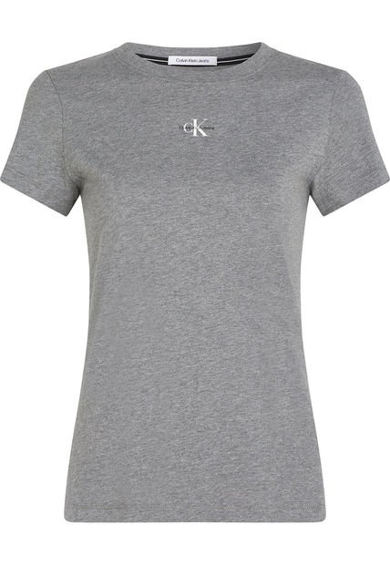 Camiseta Gris Slim Con Micro Monograma Calvin Klein