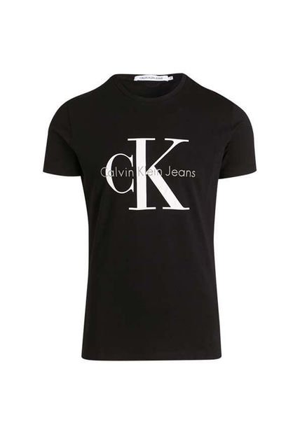 Camiseta Negra De Algodón Con Logo Calvin Klein