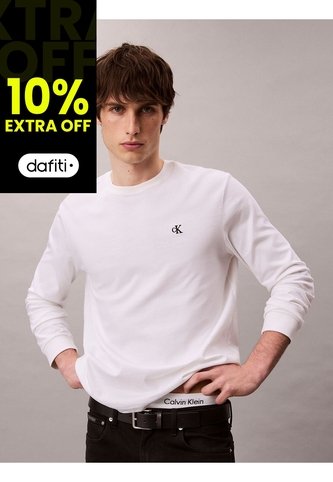Camiseta Blanca De Manga Larga Con Monograma Calvin Klein Calvin Klein