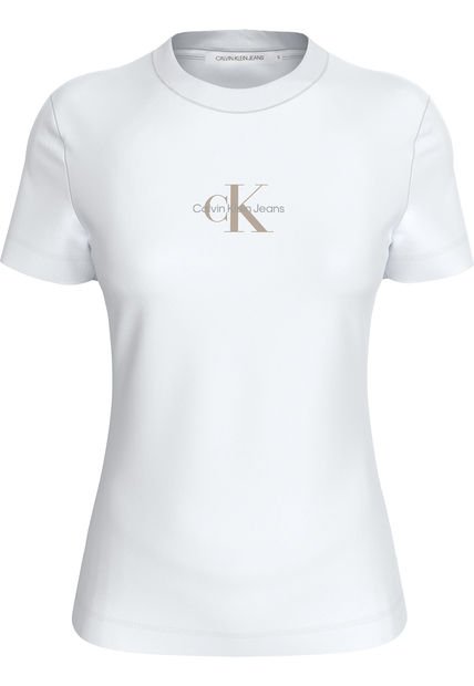 Camiseta Blanca Slim Con Logotipo Tonal Calvin Klein