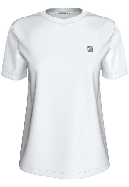 Camiseta Blanca De Algodón Con Insignia Calvin Klein