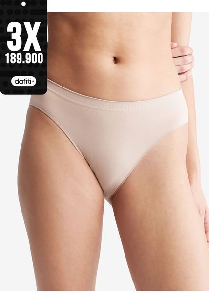 Pantie Beige Tipo Bikini Con Logo Calvin Klein