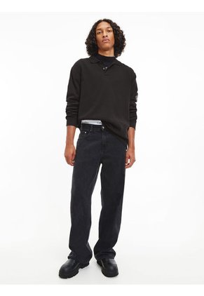 Polo Holgado De Manga Larga Negro Calvin Klein