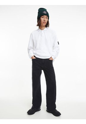 Polo Holgado De Manga Larga Blanco Calvin Klein