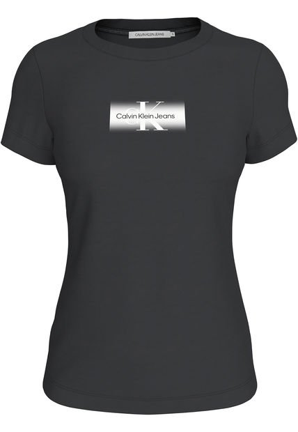 Camiseta Negra Slim Con Monograma Desvanecido Calvin Klein