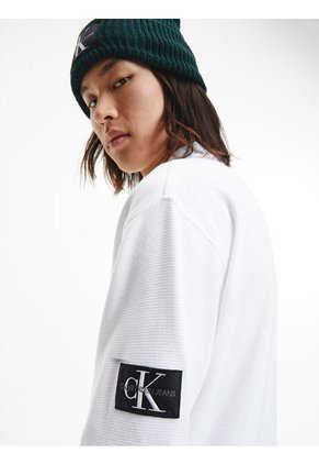 Polo Holgado De Manga Larga Blanco Calvin Klein