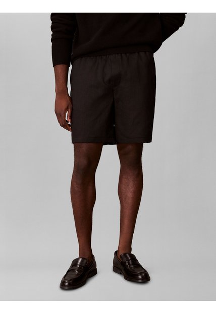Pantaloneta Negra De Lino Con Cintura Elástica Calvin Klein