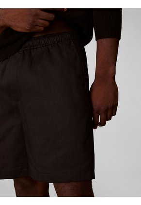 Pantaloneta Negra De Lino Con Cintura Elástica Calvin Klein