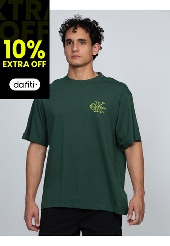 Camiseta Verde Con Gráfico De Monograma Calvin Klein Calvin Klein Calvin Klein
