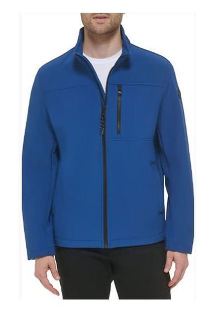 Chaqueta Azul Rompeviento Suave Con Cremallera Calvin Klein