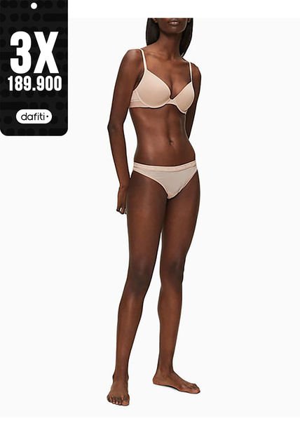 Pantie BeigeTipo Tanga En Microfibra Para Mujer Calvin Klein