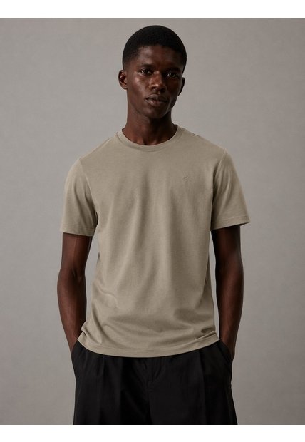 Camiseta Beige De Algodón Con Parche De Goma Calvin Klein