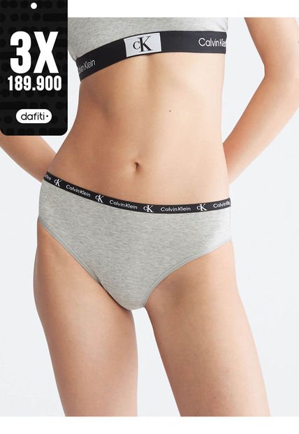 Bikini Con Logo Mujer Gris Calvin Klein