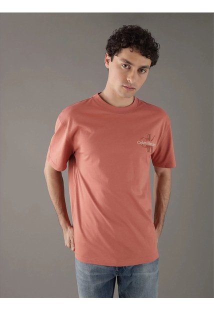 Camiseta Naranja Con Monograma Calvin Klein