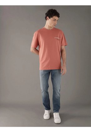 Camiseta Naranja Con Monograma Calvin Klein