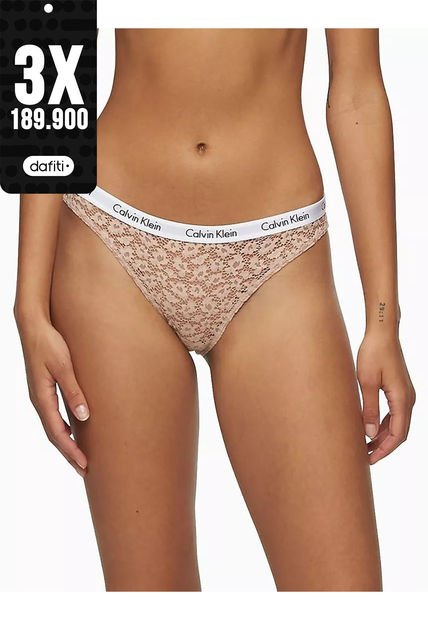 Pantie Beige Tipo Bikini Con Logo Para Mujer Calvin Klein