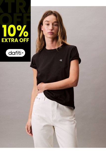 Camiseta Negra De Algodón Con Logo De Archivo Calvin Klein