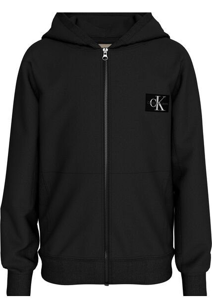 Buzo Negro Con Capota Y Cierre De Cremallera Calvin Klein
