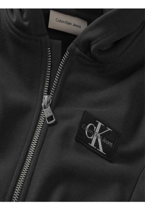 Buzo Negro Con Capota Y Cierre De Cremallera Calvin Klein