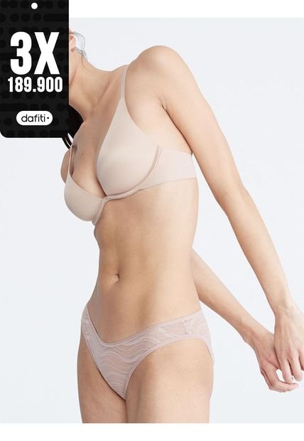 Pantie Beige De Encaje Tipo Bikini Calvin Klein