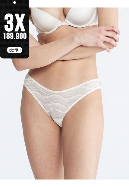 Pantie Blanco Tipo Tanga De Encaje Calvin Klein