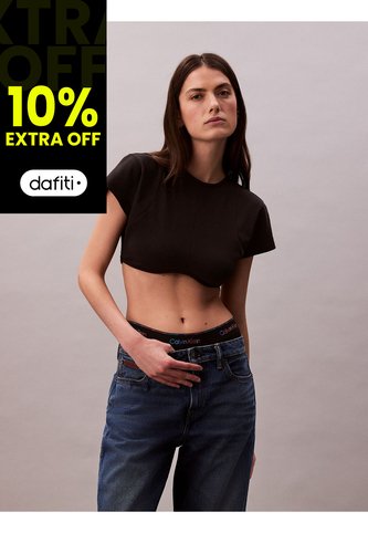 Camiseta Negra Cropped Boxy Con Espalda Abierta Con Lazo - Pride Calvin Klein Calvin Klein