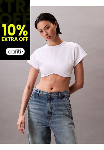 Camiseta Blanca Cropped Boxy Con Espalda Abierta Con Lazo - Pride Calvin Klein Calvin Klein