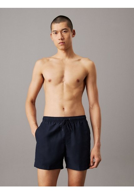 Traje Azul De Baño De Largo Medio Con Cordón - Logo Embroidery Calvin Klein