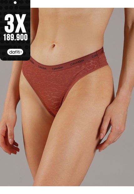 Pantie Café Estilo Brasilera De Encaje - Modern Logo Lace Calvin Klein