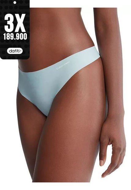 Tanga Azul Invisible Con Logo En El Lateral Calvin Klein