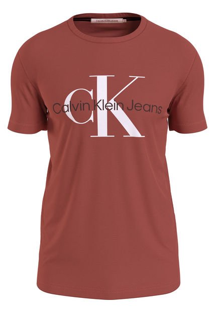 Camiseta Slim Con Monograma Café Calvin Klein