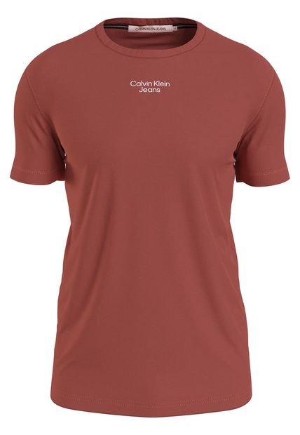 Camiseta Slim De Algodón Orgánico Café Calvin Klein