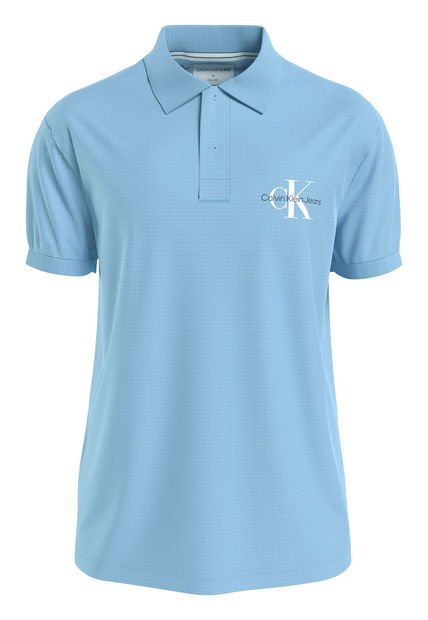 Polo Azul Clasica Con Monograma Calvin Klein