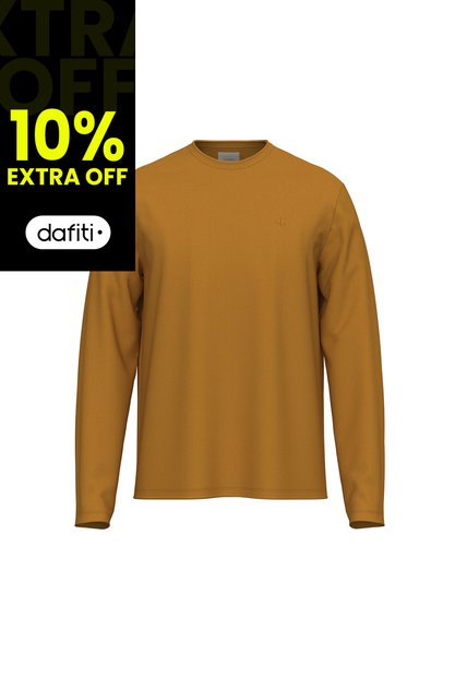 Camiseta Marrón Manga Larga De Algodón Supima Interlock Calvin Klein
