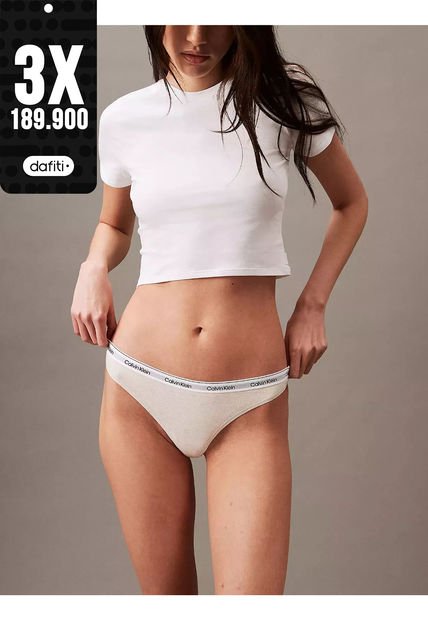 Pantie Beige Tipo Tanga - Modern Logo Calvin Klein